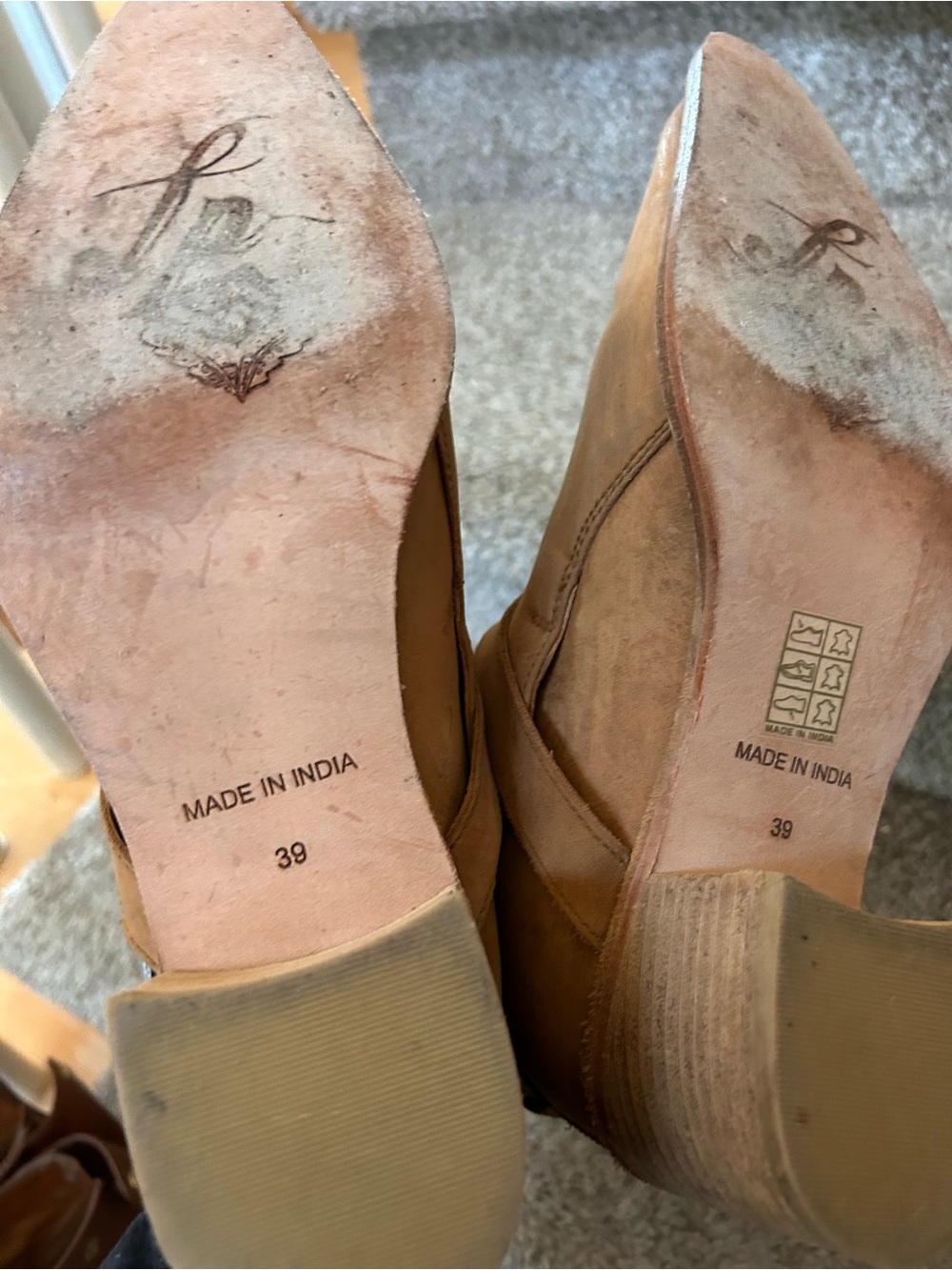 Free People Back Loop Tan Suede Leather Ankle Boots. Pointed Toe. Western. SZ 39 - Picture 9 of 9